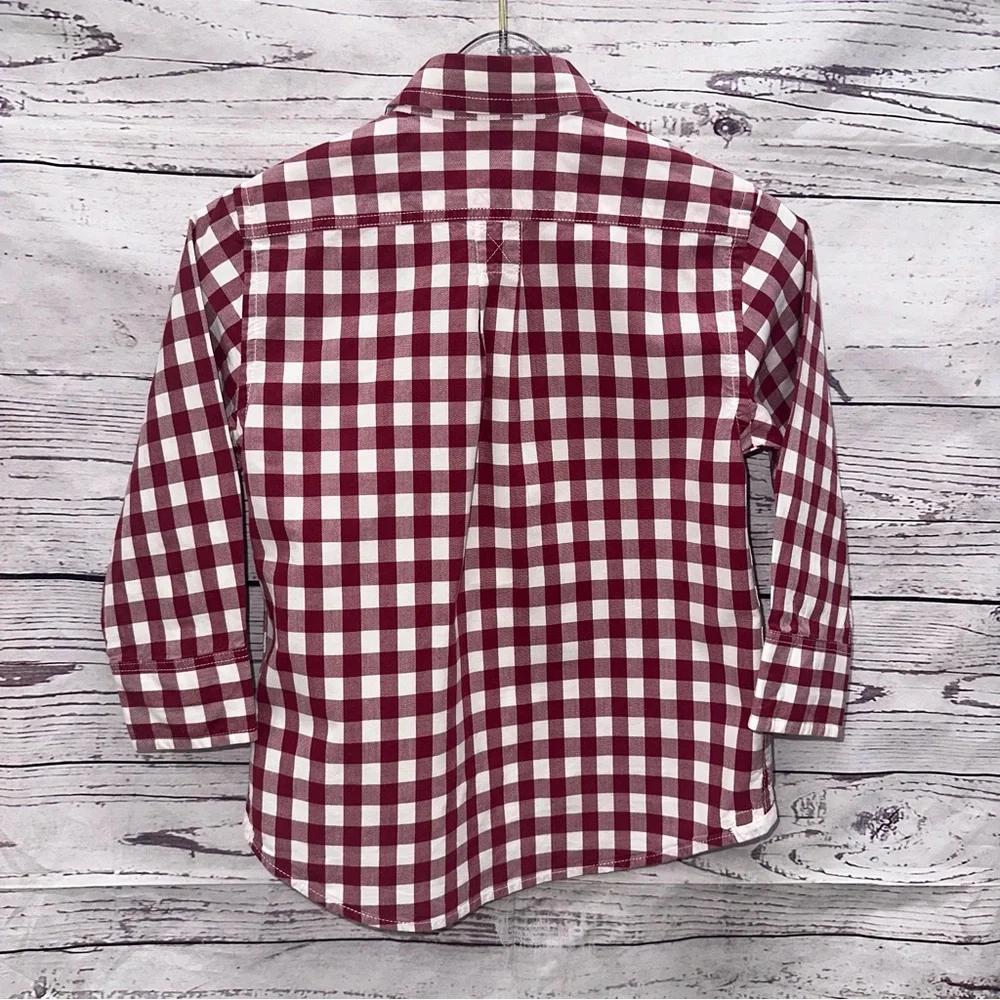 Crewcuts Burgundy Plaid Gingham Collared Poplin Shirt Size 2